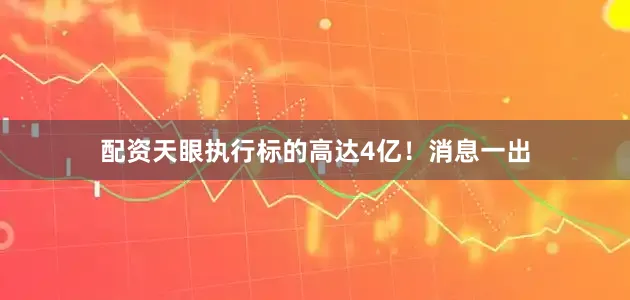 配资天眼执行标的高达4亿！消息一出